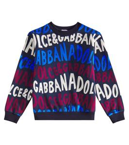 Хлопковая толстовка с логотипом Dolce&Gabbana Kids, цвет dg fdo blu