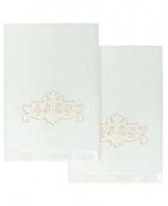 Набор банных полотенец из турецкого хлопка, украшенный вышивкой, 2 предмета Linum Home, цвет aqua