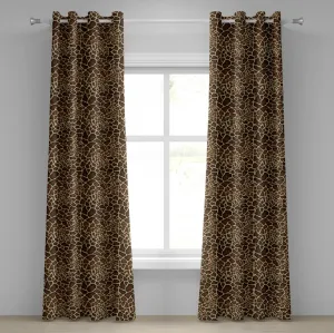 Штора на люверсах ABAKUHAUS Zambia с рисунком шкуры жирафа - символ дикой природы, хиппи-искусство, декоративная картина, двухпанельная штора на окно, 280 см x 225 см, бледно-желтая секвойя Abakuhaus