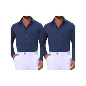 2 упаковки мужских классических рубашек с длинным рукавом и отложным воротником Inspire Chic, Navy