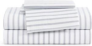 Tommy Hilfiger Комплект постельного белья односпальный "Joshua Tree", синий в полоску, с наволочкой и простыней на резинке