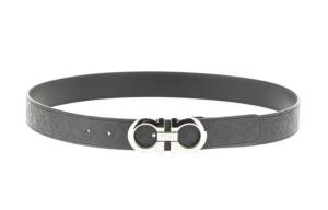 Ferragamo Кожаный мужской ремень черный шириной 3.3 см, Black