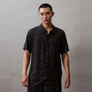 Пижама мужская Calvin Klein с буквенным принтом и пуговицами, черный