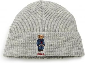 Мужская однотонная джинсовая шапка-бини с медведем POLO RALPH LAUREN, Andover Heather