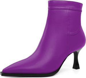Женские ботильоны с каблуком-стилетто, заостренный носок, ботинки до щиколотки, сексуальные, осенне-зимние, короткие ботинки с молнией, каблук 2,5 дюйма Jaffamiraco, Purple
