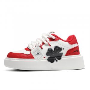 LUCKY BRAND Износостойкие, легкие, дышащие и нескользящие унисекс скейтерские кроссовки лоу-топ бело-красные (женские), цвет White Red (Women's)