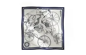 Шелковый платок женский темно-синий HERMES