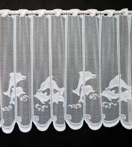Шторы Kranzusch, шторы для кафе с рисунком дельфинов, 90x132 см (В/Ш), белые, шторы для бистро, кухонные шторы, 1 упаковка Gardinen Kranzusch