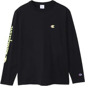 Мужская футболка с длинным рукавом Champion, круглый вырез, 100% хлопок, логотип One-Point, базовая модель, C3-Z413, черный