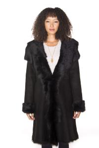 Женское пальто Toscana из овчины и замши - Rochester Infinity Leather, черный