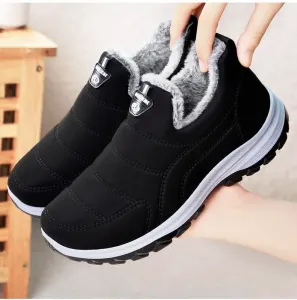 Зимние мужские ботинки Теплые снежные ботинки с флисовой подкладкой, короткие ботинки до щиколотки с мягкой подошвой, водонепроницаемые нескользящие рабочие ботинки для холодной погоды и повседневной носки Qacksv, черный