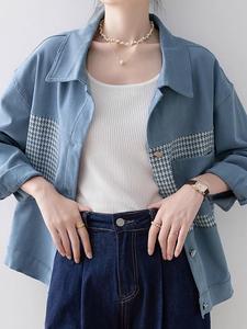 Женская рубашка в клетку «гусиная лапка» Doux Belle, цвет Blue