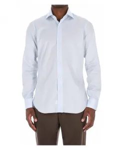 Светло-Голубая рубашка из хлопковой саржи Barba, синий