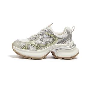 CAMEL Серебристые блестящие массивные кроссовки женские мид-топ серые/серебристые, бежевые/серые, черные металлик - бежевые/золотые/желтые, цвет Beige/Gold/Yellow