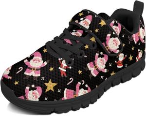 Детские спортивные кроссовки для девочек на рождественскую тематику с застежкой-липучкой, милым принтом, из дышащей сетки, для малышей и детей постарше, размер US 10.5-2.5 Watdotory, Cute Santa Claus Stars