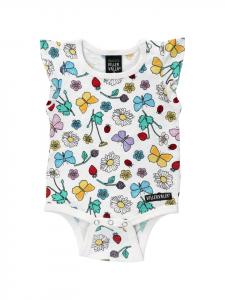 Villervalla Боди с короткими рукавами и цветочным узором белого цвета