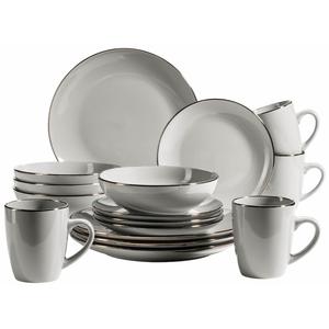 Сервировочный набор Kombiservice МЕТАЛЛИЧЕСКИЙ КАНТ, посуда, каменная керамика Mäser, серый