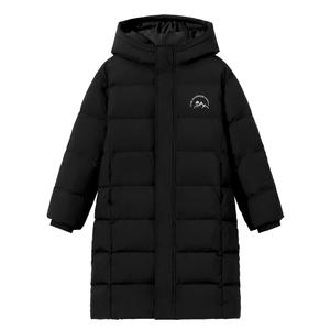 Детская пуховая куртка с капюшоном, утепленная, удлиненная, Moderate WARRIOR, черный/h snow mountains reflective серебро k