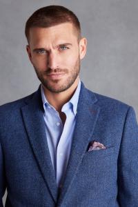 Шерстяной пиджак Nova Fides с узором елочка Next, синий