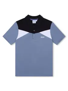 Рубашка поло в стиле колор-блок BOSS Kidswear, синий