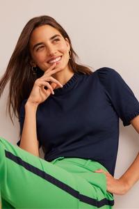 Футболка с супермягкой отделкой из оборки Boden, голубой