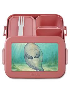 Mr. & Mrs. Panda Ланчбокс "Морской детеныш" с дизайном "Счастливый" без слов, пастельно-красный