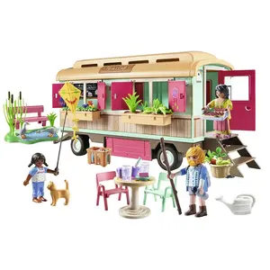 Детский конструктор Playmobil Cozy Site Trailer Cafe, розовый
