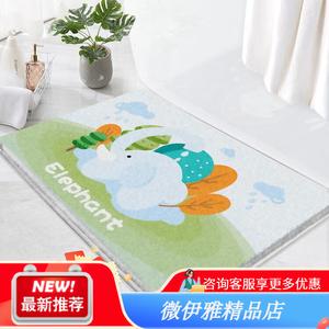 Budis Ковер 80х200 см для ванной/спальни впитывающий, нескользящий, с милым слоненком [Faux Wool]