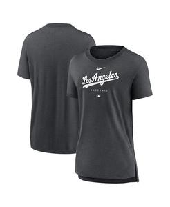 Женская футболка цвета угольно-серого цвета Los Angeles Dodgers Authentic Collection Early Work Tri-Blend Nike, серый