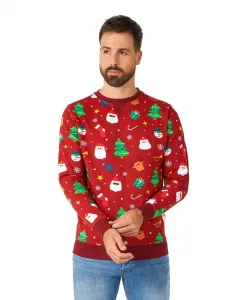 Мужской рождественский свитер - праздничный красный Opposuits