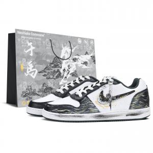 Nike EBERNON Кроссовки для скейтбординга мужские низкие черные с кожаной амортизацией и износостойкостью