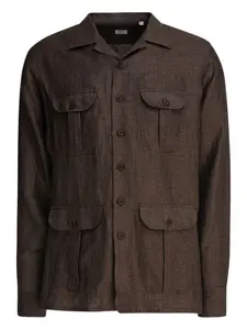 Льняная рубашка с четырьмя карманами BORRIELLO NAPOLI, коричневый