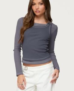 Женская футболка Zane с контрастными многослойными рукавами Edikted, Gray