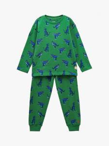 Детский пижамный комплект из хлопковой смеси с принтом динозавров Joules, Green