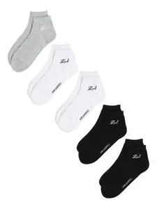 Комплект из пяти пар носков с вышивкой KARL LAGERFELD, черный