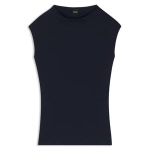 Топ с высоким воротником из матовой ткани BOSS, темно-синий