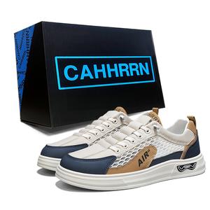 CAHHRRN Дышащие низкие скейтерские кроссовки мужские бело-синие, цвет White Blue