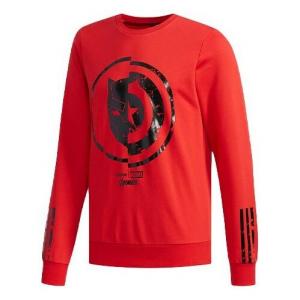 Толстовка adidas neo x MARVEL Crossover logo Printing Casual Sports Pullover Round Neck Red, красный