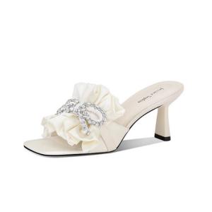 JESSICA SOPHIA Резиновые слайдеры с риволитами устойчивые к истиранию женские экрю, цвет Ecru