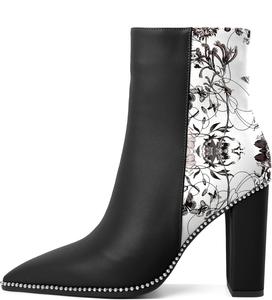 Женские ботильоны Eldof с заостренным носком, отделкой бусинами, массивным каблуком и боковой молнией, 3,5 дюйма