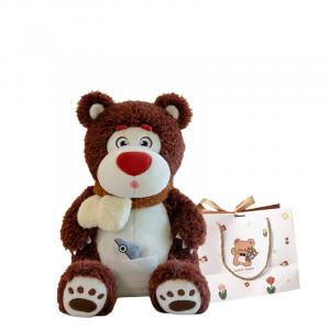 Милые плюшевые куклы медвежат с карманом для шарфа, высота 27см/38см/50см OU DI PIG, Brown+Bear Shopping Bag