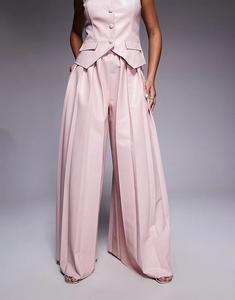 Комбинезон из искусственной кожи ASOS LUXE со складками, цвет: темно-розовый