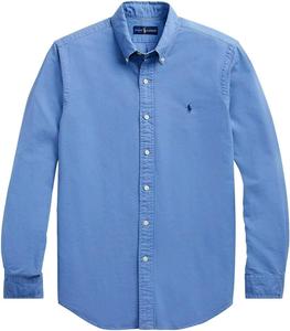 POLO RALPH LAUREN Мужская длинная рубашка Oxford с пуговицами Slim Fit, Bastille Blue