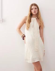 Мини-платье с шарфом из кремового атласного жаккарда Reclaimed Vintage