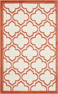 Ковер SAFAVIEH, 77 x 122 см, Amherst Collection, Ivory & Orange, марокканский геометрический рисунок, не линяет и прост в уходе, идеален для помещений с высокой проходимостью: прихожая, гостиная, спальня (AMT412F)