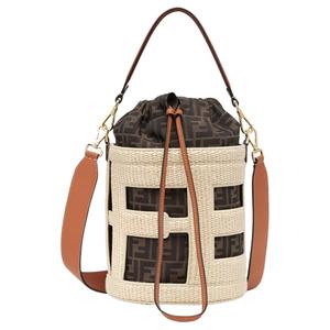 Сумка через плечо из соломки с жаккардовой тканью, средняя, женская, многоцветная FENDI