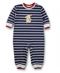 Детский полосатый вязаный комбинезон для мальчиков с рисунком в виде собачки и гирляндами Florence Eiseman, Navy, red, green, white