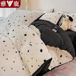 Yalu Комплект постельного белья из 4 предметов (простыня на резинке 180 см, пододеяльник 200х230 см), утолщенный молочный вельвет, цвет Sky City