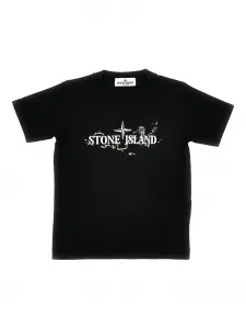 Футболка с логотипом Stone Island Junior, черный