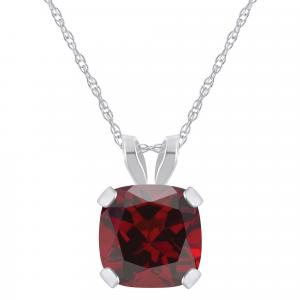 Ожерелье с кулоном из 10-каратного золота с гранатом-кушоном, 6 мм Glistening Jewels, 10K White Gold
